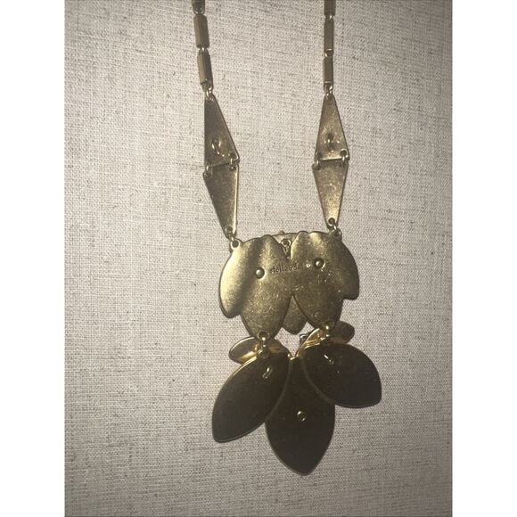 STELLA & DOT Hibiscus Orange Enamel Rhinestone Crystal Long Statement Necklace - Picture 6 of 8